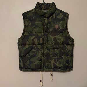 Polo Ralph Lauren 90s Camo Down Filled Puffer Vest FullZip Snap Gorpcore Men XXL